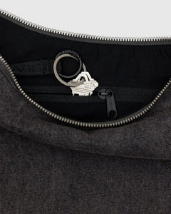 Medium Denim Crescent Bag- Washed Black Denim - Tigertree