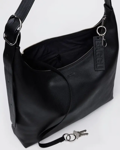 Recycled Leather Shoulder Bag- Black