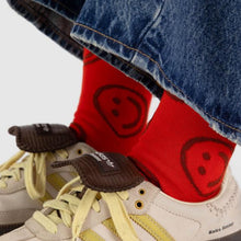 Load image into Gallery viewer, Crew Sock - Red Happy
