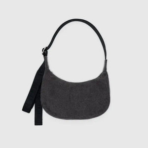 Small Denim Crescent Bag- Washed Black Denim - Tigertree