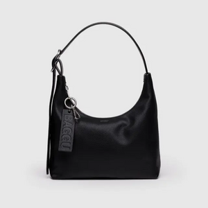 Mini Recycled Leather Shoulder Bag- Black