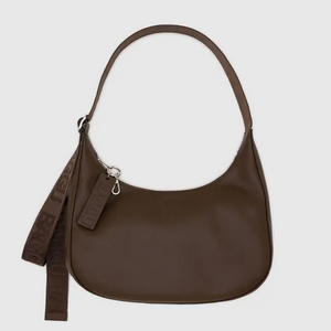 Medium Recycled Leather Crescent Bag- Brown