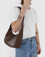 Load image into Gallery viewer, Medium Recycled Leather Crescent Bag- Brown
