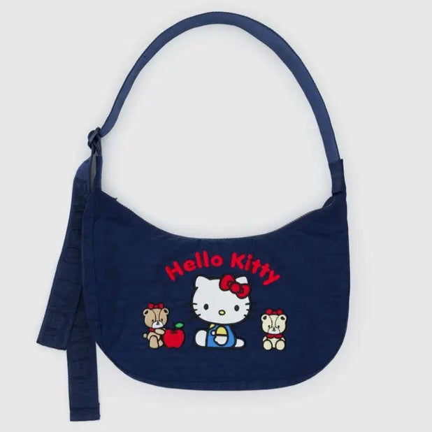 Medium Nylon Crescent Bag - Embroidered Hello Kitty & Teddy - Tigertree