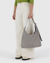 Load image into Gallery viewer, Nylon Shoulder Bag- Black &amp; White Gingham
