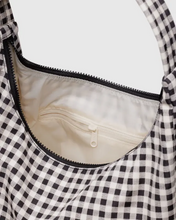 Load image into Gallery viewer, Nylon Shoulder Bag- Black &amp; White Gingham
