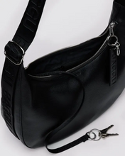 Load image into Gallery viewer, Medium Recycled Leather Crescent Bag- Black
