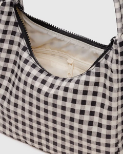 Mini Nylon Shoulder Bag- Black & White Gingham