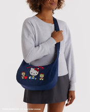 Load image into Gallery viewer, Medium Nylon Crescent Bag - Embroidered Hello Kitty &amp; Teddy - Tigertree
