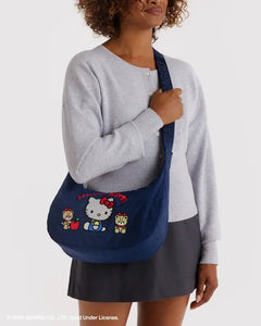 Medium Nylon Crescent Bag - Embroidered Hello Kitty & Teddy - Tigertree