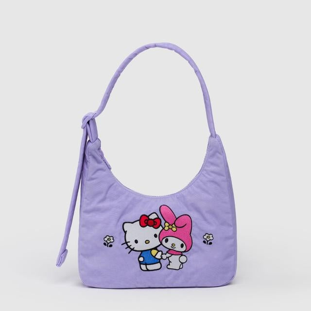 Mini Nylon Shoulder Bag- Embroidered Hello Kitty & My Melody - Tigertree