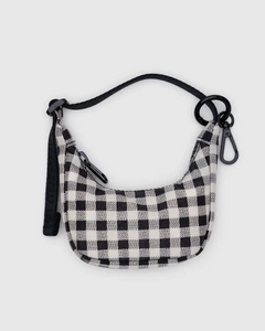 Crescent Bag Charm- Black & White Gingham