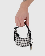Load image into Gallery viewer, Crescent Bag Charm- Black &amp; White Gingham
