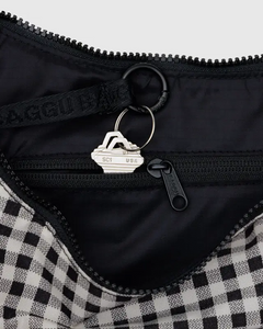 Medium Nylon Crescent Bag- Black &White Gingham