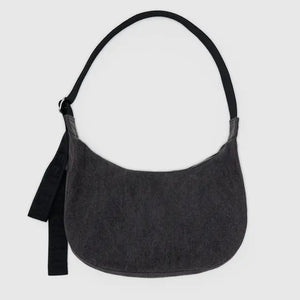Medium Denim Crescent Bag- Washed Black Denim - Tigertree