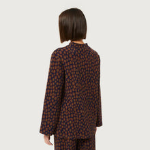 Load image into Gallery viewer, Brown &amp; Navy Floral Mockneck Top
