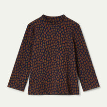 Load image into Gallery viewer, Brown &amp; Navy Floral Mockneck Top
