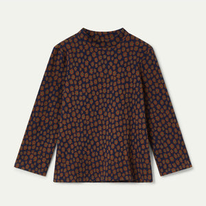 Brown & Navy Floral Mockneck Top