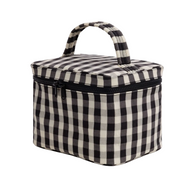 Large Cosmetic Case - Black and Cream Gingham