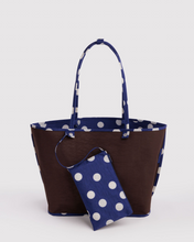 Load image into Gallery viewer, Large Nylon Reversible Tote - Navy Polka Dot Mix
