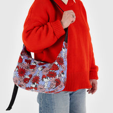 Load image into Gallery viewer, Medium Nylon Crescent Bag - Floral Snoopy
