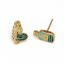 Load image into Gallery viewer, Mermaid &amp; Bottle Earrings
