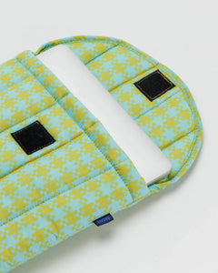 13"/14" Puffy Laptop Sleeve - Mint Pixel Gingham - Tigertree