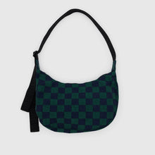 Load image into Gallery viewer, Medium Nylon Crescent Bag - Navy Green Check
