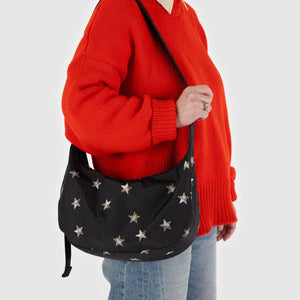 Medium Nylon Crescent Bag - Stars