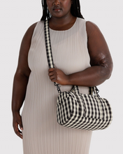 Load image into Gallery viewer, Nylon Duffle Bag - Black and Cream Gingham
