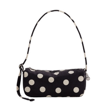 Load image into Gallery viewer, Nylon Loaf Bag - Black &amp; Cream Polka Dot
