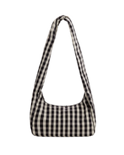 Load image into Gallery viewer, Nylon Meringue Bag - Black &amp; Cream Gingham

