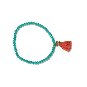 Patsy Solid Crystal Stretch Bracelet With Tassel - Tigertree