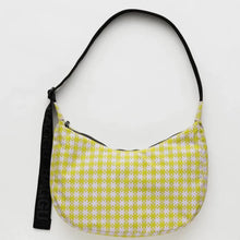 Load image into Gallery viewer, Medium Nylon Crescent Bag - Pink Pistachio Pixel Gingham - Tigertree
