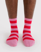 Load image into Gallery viewer, Crew Sock - Pink Stripe - Tigertree
