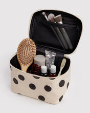 Load image into Gallery viewer, Large Cosmetic Case - Cream and Black Polka Dot
