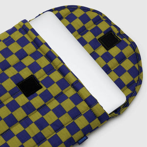 Puffy Laptop Sleeve 16" - Pear Navy Check