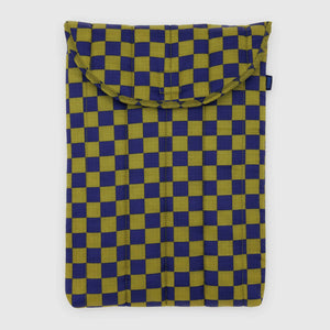 Puffy Laptop Sleeve 16" - Pear Navy Check