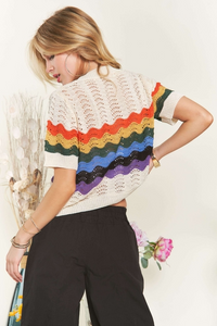 Rainbow Crochet Button Top - Tigertree