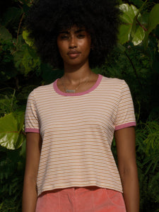 Ringer Tee - Pink Stripe