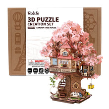 Load image into Gallery viewer, DIY Wooden Puzzle: Sakura Tree House
