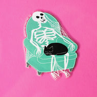 Skeleton Cat Clear Sticker - Tigertree