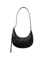 Load image into Gallery viewer, Small Recycled Leather Flat Crescent - Black

