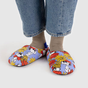 Puffy Slippers - Floral Snoopy