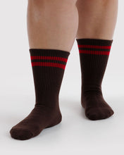 Load image into Gallery viewer, Ribbed Sock - Coffee Stripe
