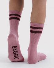 Load image into Gallery viewer, Ribbed Sock - Wild Plum Stripe
