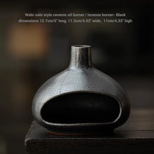 Load image into Gallery viewer, Wabi-Sabi Style Ceramic Incense Burner - Black
