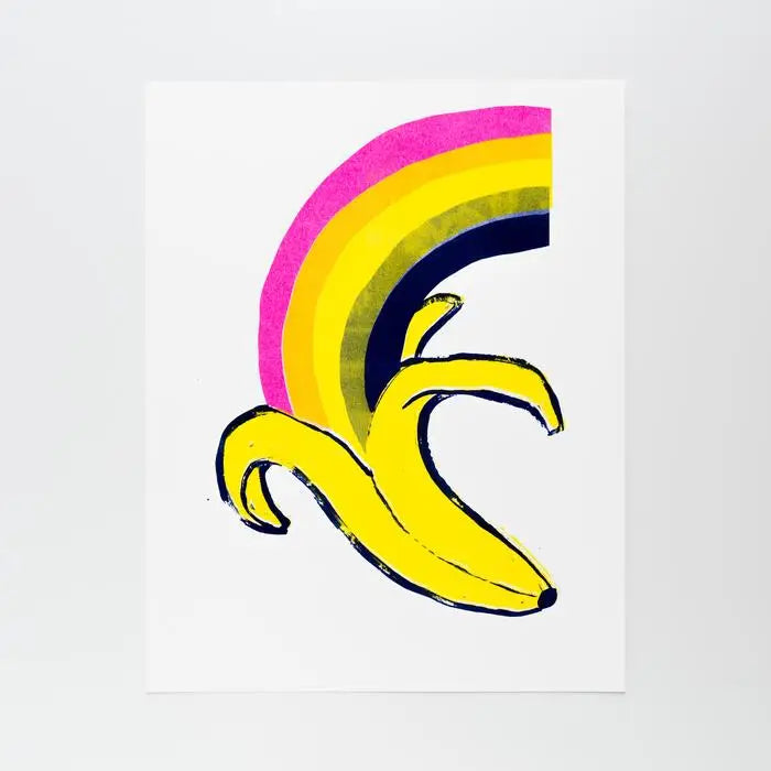 Banana Rainbow Risograph Art Print - Tigertree