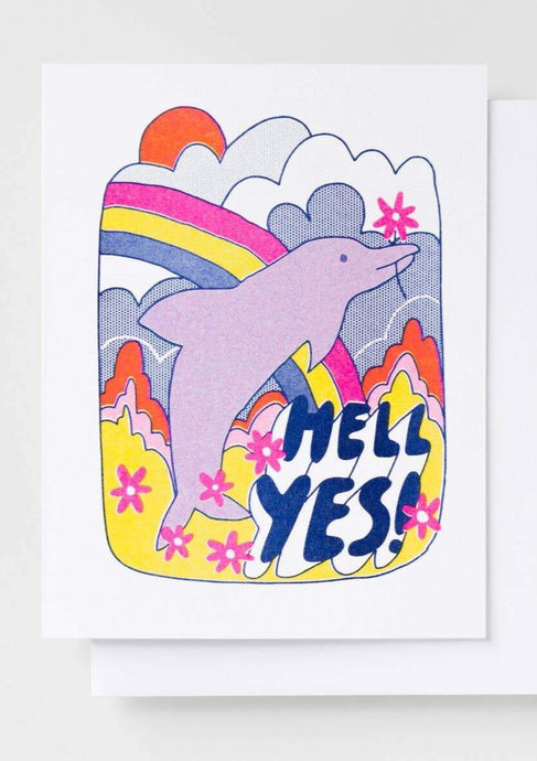 Hell Yes Dolphin Risograph Card - Tigertree