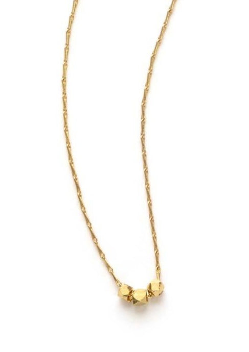 Three Tiny Faceted Gold Beads Necklace - Tigertree